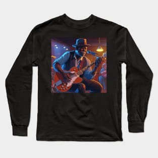 A Blues Guitarist Playing At A Blues Club Long Sleeve T-Shirt